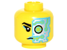 Minifigure, Head Female Black Eyebrow, Dark Azure Lips, Dark Azure and Silver Cyborg Eyepiece Pattern