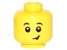 Minifigure, Head Child Black Eyebrows Raised, Lopsided Grin with Small Mouth Opening Pattern