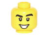 Minifigure, Head Black Thick Eyebrows, Eyelids, Open Mouth Smile with Teeth Pattern