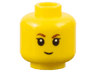 Minifigure, Head Child Brown Eyebrows, Black Eyelashes, Slight Smile Pattern