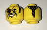 Minifigure, Head Pirate, Black Sideburns, Eyebrows and Fu Manchu Moustache, Eye Patch, Ponytail in Back Pattern