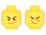 Minifigure, Head Dual Sided Black Eyebrows, Scar Across Left Eye, Smirk / Orange Rimmed Eyes, Gold Pupils, Scowl Pattern