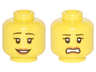Minifigure, Head Dual Sided Female, Thin Black Eyebrows, Dark Orange Lips, Slight Smile / Scared Pattern