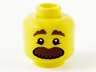 Minifigure, Head Brown Eyebrows and Large Moustache Pattern