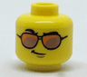 Minifigure, Head Glasses, Orange and Copper Sunglasses, Black Eyebrows, Right Raised Eyebrow, Smirk Pattern