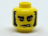 Minifigure, Head Black Eyebrows and Mutton Chops, Dark Tan Around Eyes, Gruff Expression Pattern