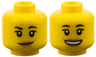 Minifigure, Head Dual Sided Female with Black Eyebrows, Medium Nougat Lips and Dimples, Neutral / Open Mouth Smile Pattern