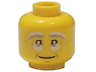 Minifigure, Head Glasses with Gold Frame, White and Gray Eyebrows, Dark Orange Cheek Lines Pattern