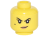 Minifigure, Head Female Black Eyebrows, Single Eyelashes, Beauty Mark, Nougat Lips, Smirk Pattern
