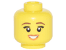 Minifigure, Head Female Reddish Brown Eyebrows, Black Eyelashes, Medium Nougat and Orange Lips, Open Mouth Smile Pattern
