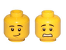 Minifigure, Head Dual Sided Black Eyebrows, Medium Nougat Chin Dimple, Lopsided Grin / Scared Open Mouth with Teeth Pattern