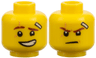Minifigure, Head Dual Sided Reddish Brown Eyebrows, Medium Nougat Scar, Bandage, Lopsided Grin with Teeth / Determined Pattern (Kai)