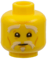 Minifigure, Head White and Gray Eyebrows and Goatee, Dark Orange Wrinkles, Concerned Expression Pattern (Sensei Wu)