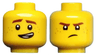 Minifigure, Head Dual Sided Reddish Brown Eyebrows and Freckles, Lopsided Grin / Frown Pattern (Jay)