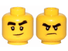 Minifigure, Head Dual Sided Black Bushy Eyebrows, Smile / Angry Pattern (Cole)