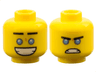 Minifigure, Head Dual Sided Black Straight Eyebrows, Medium Blue Eyes, Large Open Mouth Smile with Teeth / Angry Scowl Pattern