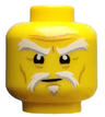Minifigure, Head White and Gray Raised Eyebrows and Goatee, Medium Nougat Wrinkles, Concerned Expression Pattern (Sensei Wu)