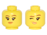 Minifigure, Head Dual Sided Female Reddish Brown Eyebrows, Medium Nougat and Orange Lips, Crooked Smile / Winking Pattern