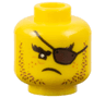 Minifigure, Head Beard Brown Stubble, Dark Brown Eye Patch, Freckles Pattern
