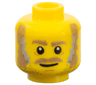 Minifigure, Head Dark Tan Eyebrows, Moustache, Stubble and Sideburns with Light Bluish Gray Highlights, Chin Dimple, Lopsided Grin Pattern