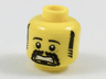 Minifigure, Head Black Eyebrows, Sideburns and Goatee, Scared Pattern