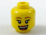 Minifigure, Head Female Dark Orange Eyebrows, Black Eyelashes, Red Lips, Open Mouth Laugh Pattern
