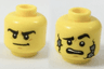 Minifigure, Head Dual Sided Black Eyebrows, Determined / Scared with Stone Cracks Pattern