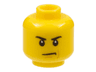 Minifigure, Head Male Angry Eyebrows and Scowl, Reddish Brown Left Cheek Line Pattern
