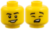 Minifigure, Head Dual Sided Black Eyebrows, Wide Smile, Chin / Eyes Closed, Singing Pattern