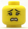 Minifigure, Head Female Black Eyebrows and Eyes with Three Eyelashes, Scared with Gritted Teeth Pattern