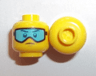 Minifigure, Head Glasses with Medium Azure Ski Goggles and Slight Frown Pattern