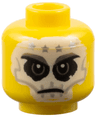 Minifigure, Head White Full Face Skull Tattoo, 4 Silver Stars on Forehead Pattern