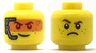 Minifigure, Head Dual Sided Smile with Silver Headset and Orange Head-Up Display (HUD) / Frown Pattern