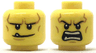 Minifigure, Head Dual Sided Black Eyebrows, White Pupils, Chin Dimple and Cheek Lines, Smile with Tooth / Open Mouth Angry Pattern