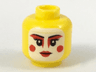 Minifigure, Head Female White Painted Face, Red Eye Makeup, Cheek Circles, and Lips Pattern