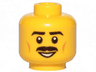 Minifigure, Head Black Eyebrows and Thick Moustache, Nougat Cheek Lines, Open Mouth Smile with Teeth Pattern