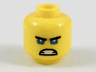 Minifigure, Head Black Straight Eyebrows, Medium Blue Eyes, Angry Scowl with Teeth Pattern