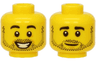 Minifigure, Head Dual Sided Black Eyebrows and Full Beard Stubble, Open Mouth Smile with Teeth / Slight Grin Pattern
