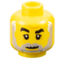 Minifigure, Head Black Eyebrows, Right Raised, Medium Nougat Brow Furrow, Crow's Feet, Light Bluish Gray Beard, White Highlights, Slight Grin Pattern