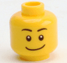 Minifigure, Head Black Eyebrows, White Pupils, Wide Crooked Smile Pattern