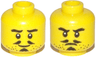 Minifigure, Head Dual Sided Beard Stubble, Thick Eyebrows, Pencil Moustache, Soul Patch, Smile / Frown Pattern