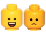 Minifigure, Head Dual Sided Open Smile with Tongue / Sad Pattern (Emmet)