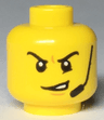 Minifigure, Head Angry Eyebrows and Scowl with Open Mouth, Headset, White Pupils Pattern