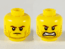Minifigure, Head Dual Sided Reddish Brown Eyebrows and Stubble, Cheek Lines, Frown / Open Mouth Grimace Pattern
