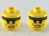Minifigure, Head Dual Sided Female Dark Tan Rope Headband, Red Lips, Medium Nougat Scuff Marks, Open Mouth with Teeth, Grimace / Lopsided Smile Pattern