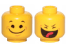 Minifigure, Head Dual Sided Black Eyes, Eyebrows, Wide Closed Mouth Smile / Closed Eyes, Smile with Tongue Pattern (Benny)