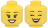 Minifigure, Head Dual Sided Female Black Eyebrows, Eyelashes, Medium Nougat Lips, Smile, Teeth, Open Eyes / Closed Eyes Pattern