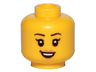 Minifigure, Head Female Black Eyebrows, Single Eyelashes, Nougat Lips, Open Mouth Smile with Top Teeth Pattern