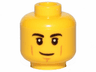 Minifigure, Head Black Eyebrows, Upper Eyelids, Nougat Cheek Lines and Chin Dimple, Lopsided Grin Pattern