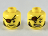 Minifigure, Head Dual Sided Reddish Brown Eye Patch, Black Stubble and Side Whiskers, Neutral / Smiling with Raised Eye Patch Pattern